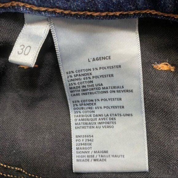 L'AGENCE Margot High Rise Skinny Jeans - Meade Women Size 30 - Picture 11 of 12